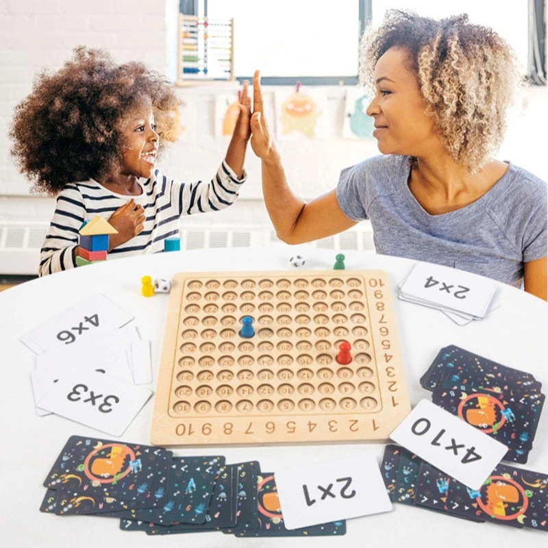 

Wooden Montessori Multiplication Board Game Kids Learning Educational Toys Math Counting Hundred Board Interactive Thinking Game