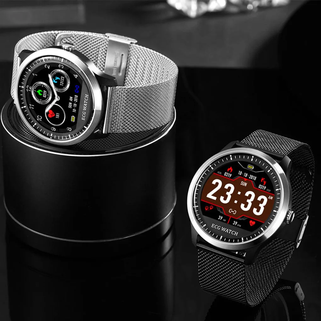 

N58 Smart Watch IP67 Bluetooth Waterproof Heart Rate Blood Pressure Smart Watch Fitness Round PPG+ECG Wristwatch Call Reminder