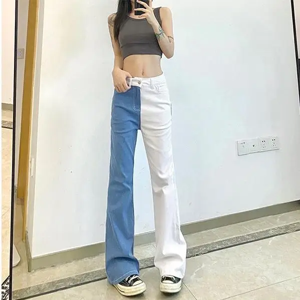 Cool Patchwork Jeans Funny Baggy Women Hip Hop Jeans High Waist Straight Jeans Unisex Oversized Loose Gothic Washed Women Jeans
