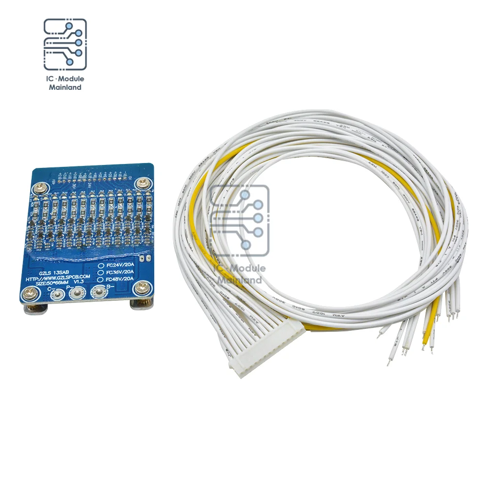 

48V 13S 20A 70A Li-ion 18650Battery Pack BMS PCB Board PCM Balance Integrated Circuits Board for E-bike Battery Protection Panel