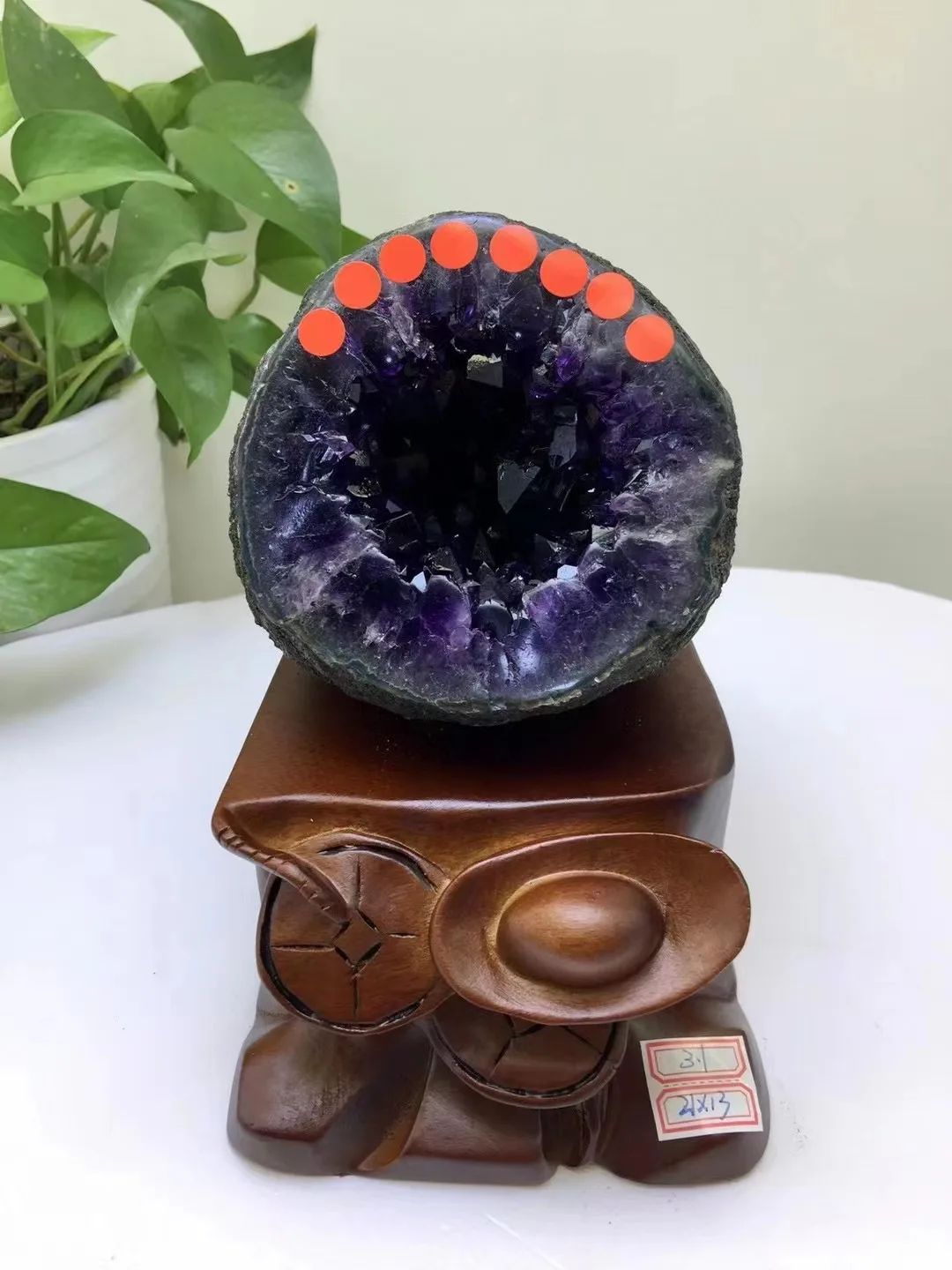 

Топ-американские товары Уругвай Высококачественная денежная Сумка натуральный аметист отверстие для сбора богатства