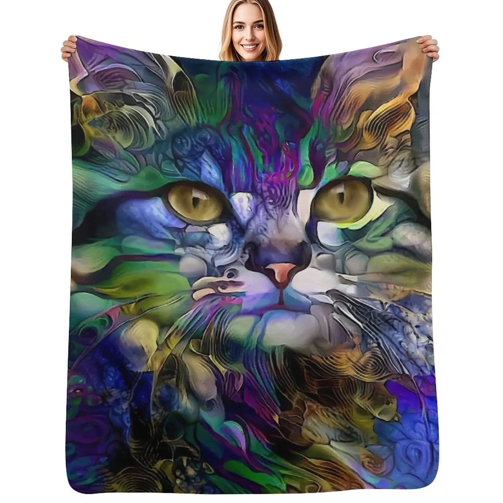 Фото Арабелла, кот, чат, кот, картины Леа Рош, плед, самый мягкий плед, плед для Хэллоуина, косплей, аниме, одеяло, пледы 
