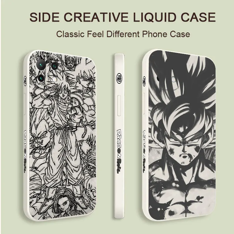 

Liquid Phone Case for Xiaomi POCO X3 NFC X4 Pro MI 11T 10T 12 9T Note 10 Silicone Funda Dragon-Ball Saiyan Warrior Goku