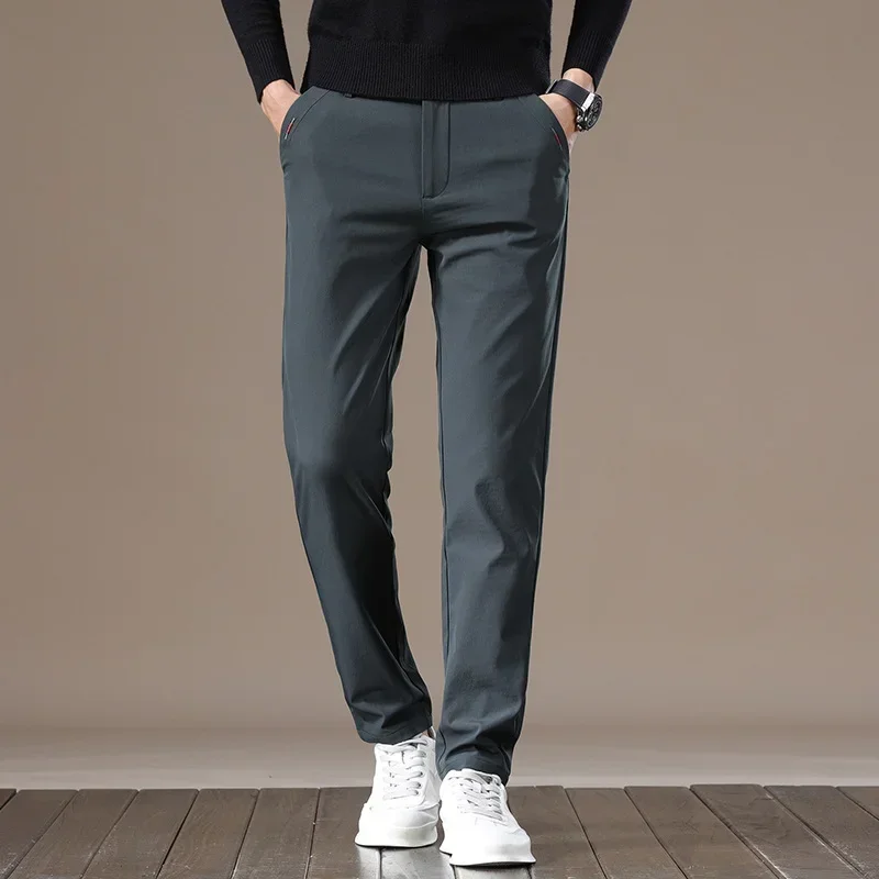 Мужские нейлоновые мягкие удобные повседневные длинные брюки против морщин