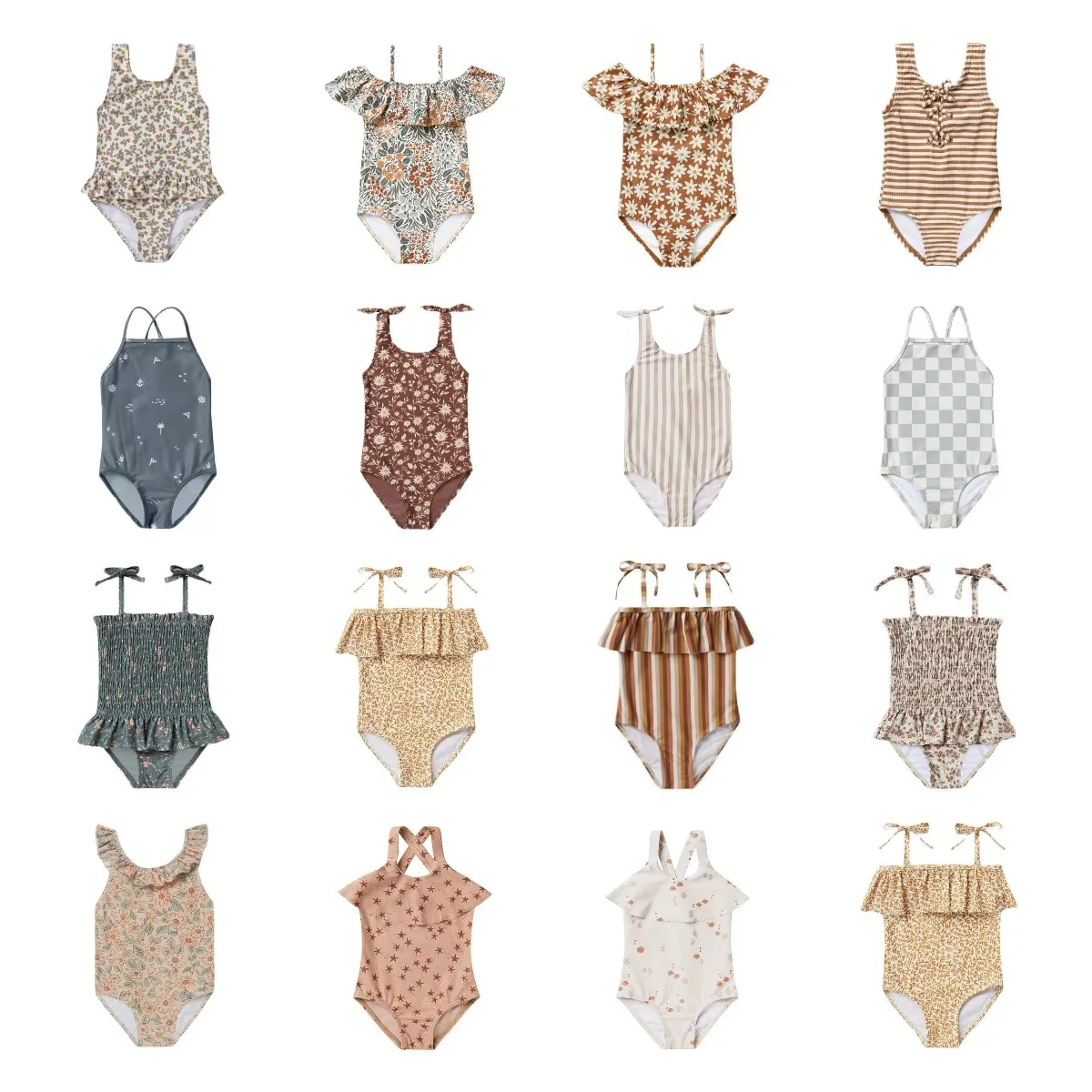 

Girls One Piece Swimsuit 2022 Summer New RC Same Swimsuit Girls Sunscreen One Piece Sling Swimwear with Swimming Cap