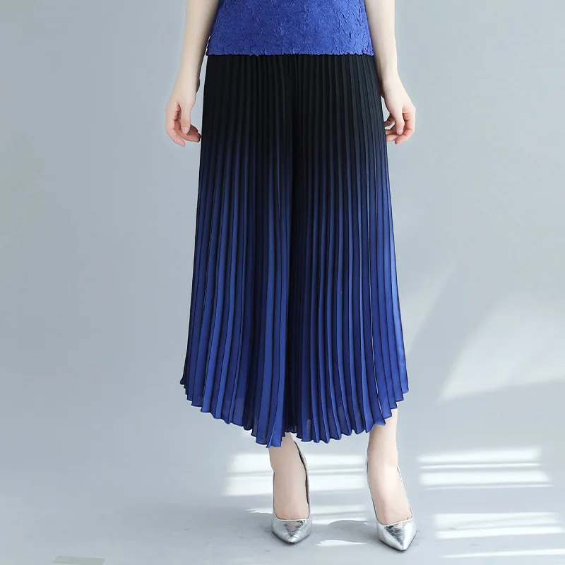 Miyake pleated new 2022 summer drape ladies temperament high waist casual slim wide leg pants