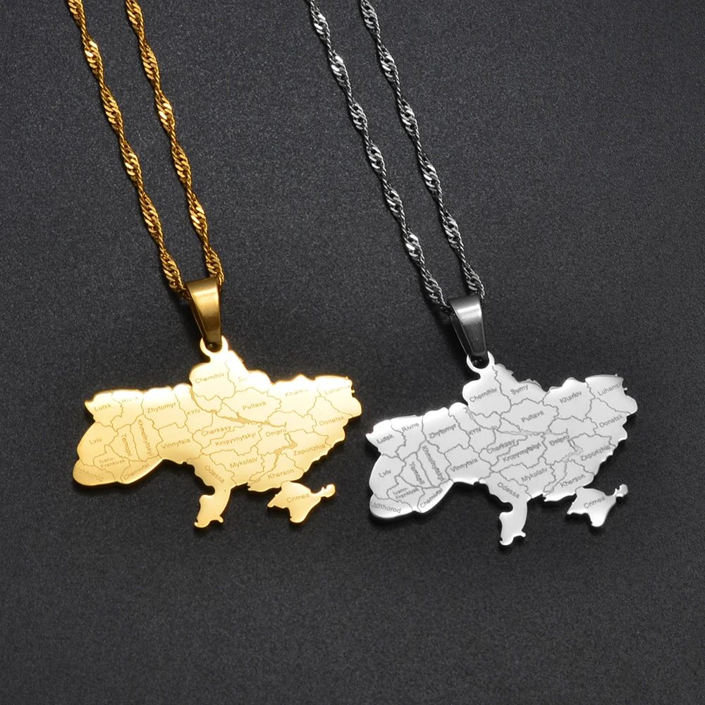 Ожерелье с подвеской в виде карты городами Anniyo Украина Kyiv украшения из Украины