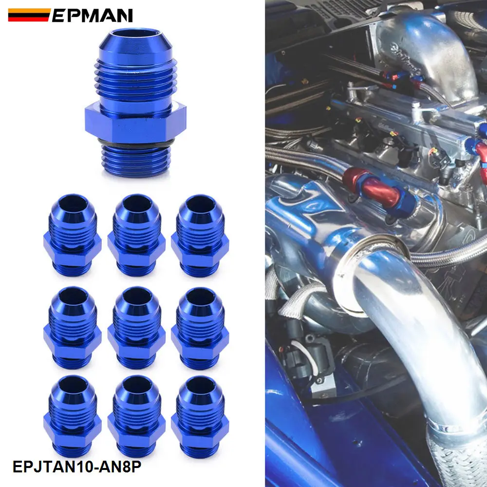 

EPMAN 10PCS Aluminum Blue AN10 Flare Male To AN8 Pipe Adapter Straight Fitting For Fuel Systems EPJTAN10-AN8P