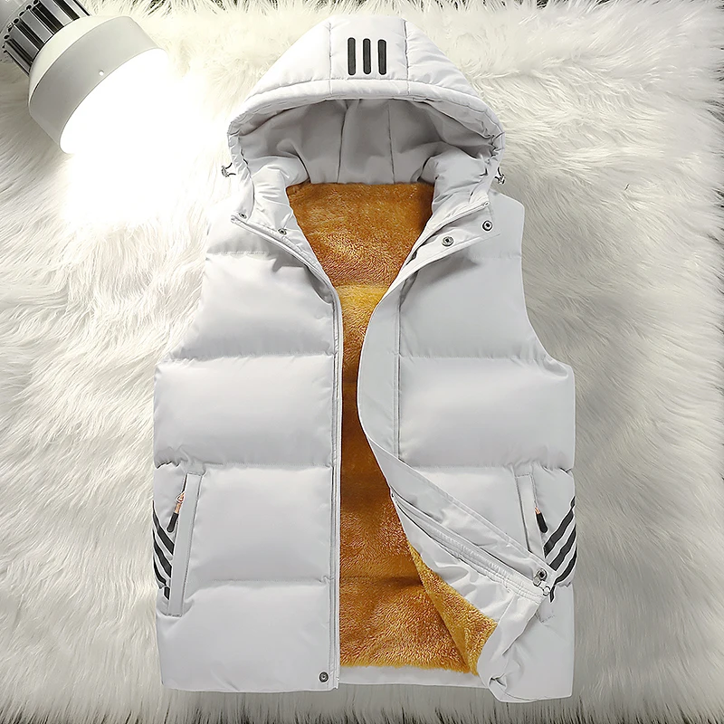 Autumn and winter high-end thickened warm men's and women's cotton vest, cold-proof lamb wool couple's cotton coat, casual hoode