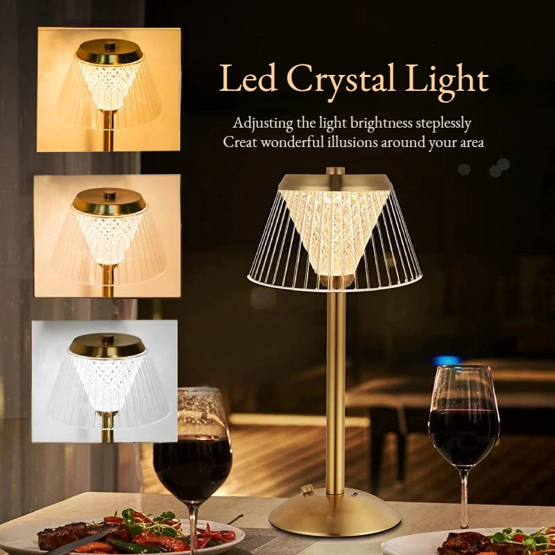 Хрустальная Беспроводная настольная лампа светодиодная сенсорная Настольная с