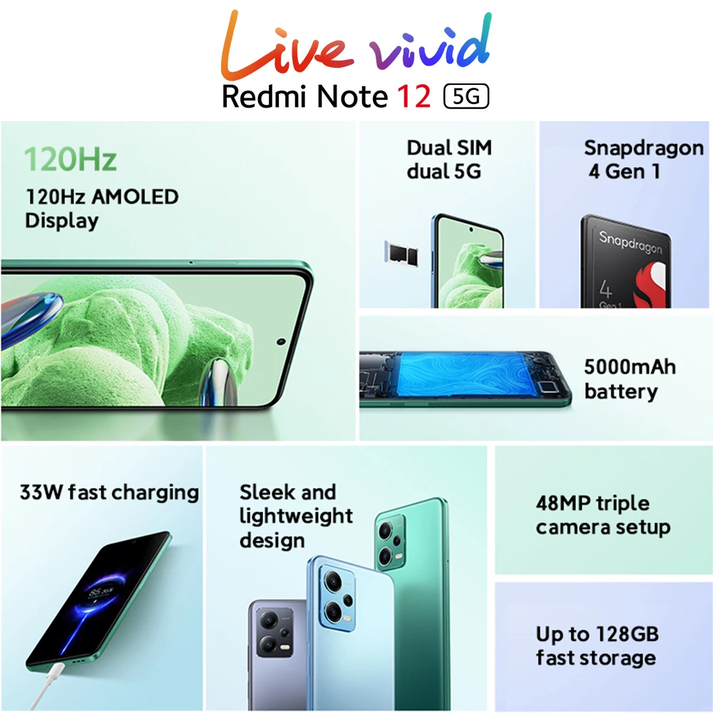 Xiaomi Redmi Note 12 5G Smartphone Global Version 128GB/256GB NFC  6.67