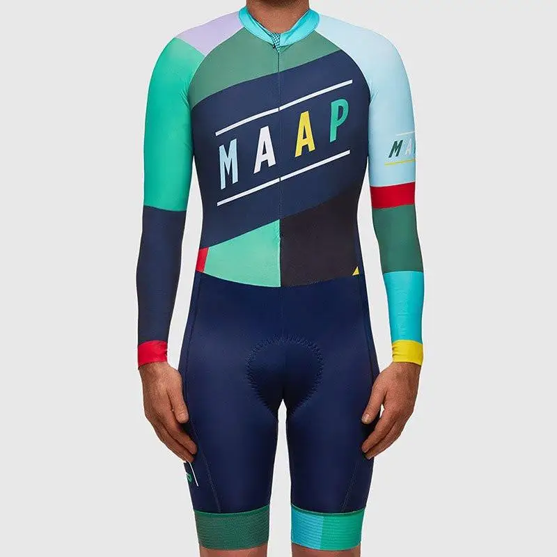 

MAAP 2020 Cycling Skinsuit Pro Jumpsuit Men's Clothes Long Sleeve Overalls Triathlon Bodysuit Boys Bike Monkey Cycling Suit