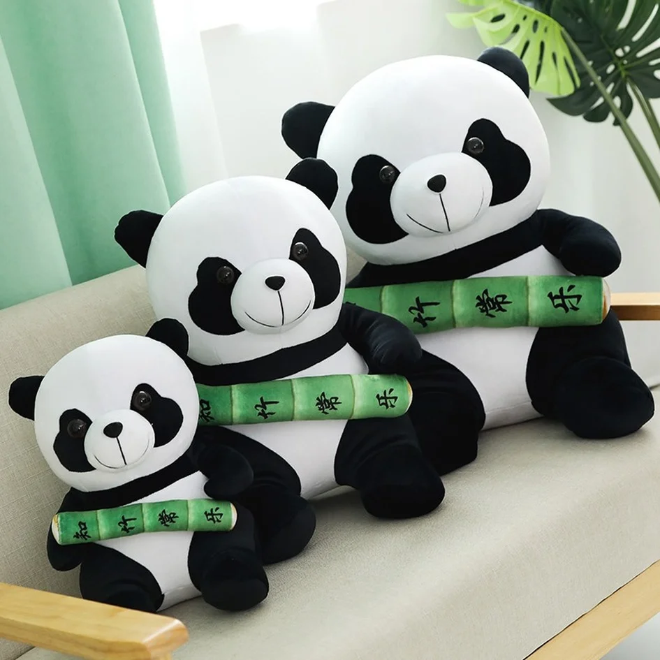 

Panda with Bamboo Plush Toy Soft Stuffed Cartoon Animal Mascot Bear Doll Home Decoration Sofa Pillow Cushion Girls Gift