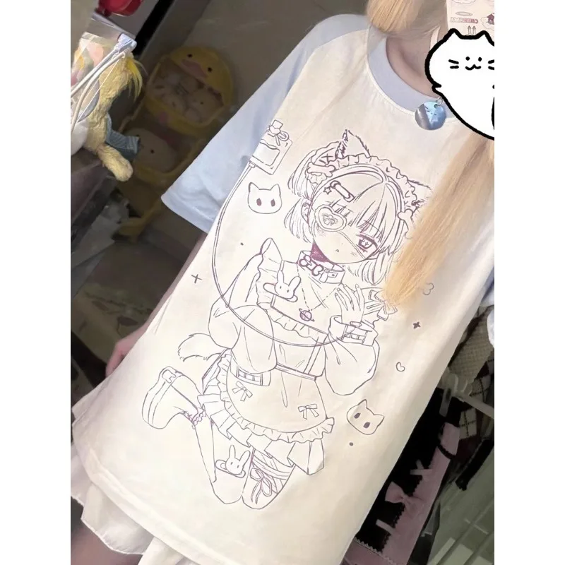 Женская футболка составного кроя с коротким рукавом голубая Повседневная