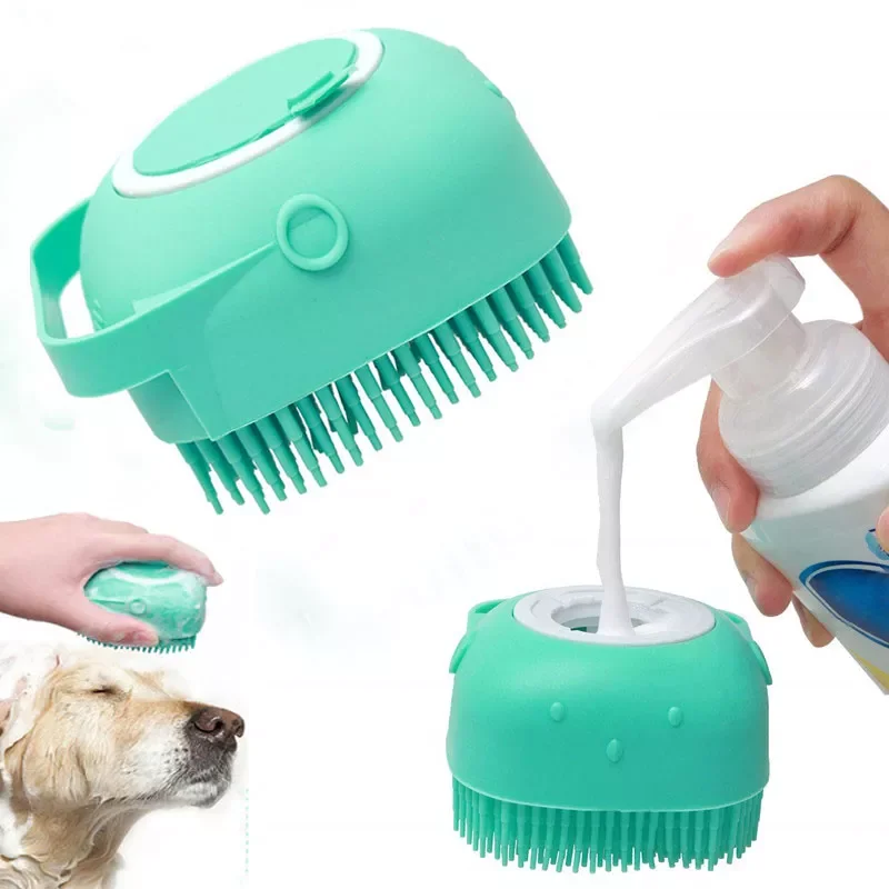 

2022NEW Bathroom Puppy Big Dog Cat Bath Massage Gloves Brush Soft Safety Silicone Pet Accessories for Dogs Cats Tools