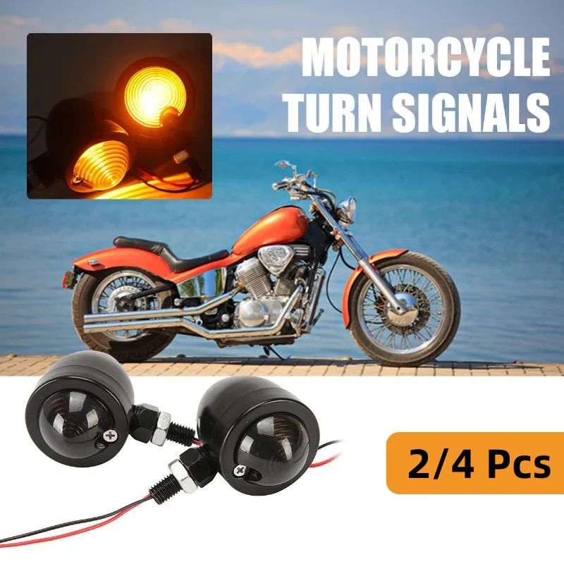 

2/4 Pcs Motorcycle Turn Signals Light Motorbike Modified Front and Rear Signal Light Bullet Day Running Lamp