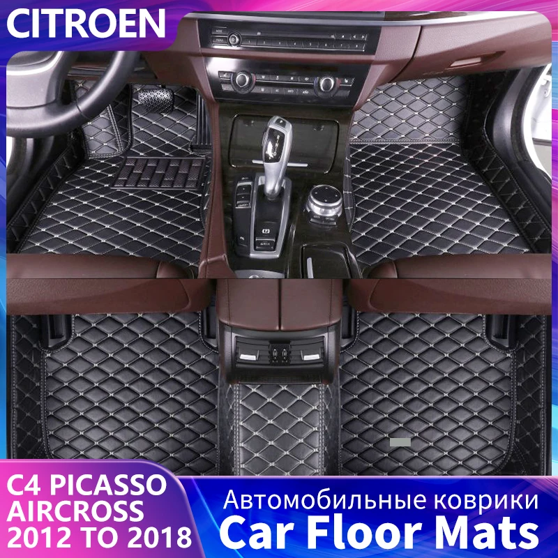 

Custom 5 Seat Car Floor Mats For Citroen C4 PICASSO Aircross 2012To 2018 Leather Auto Carpet Anti Dirty Foot Pad Accessories