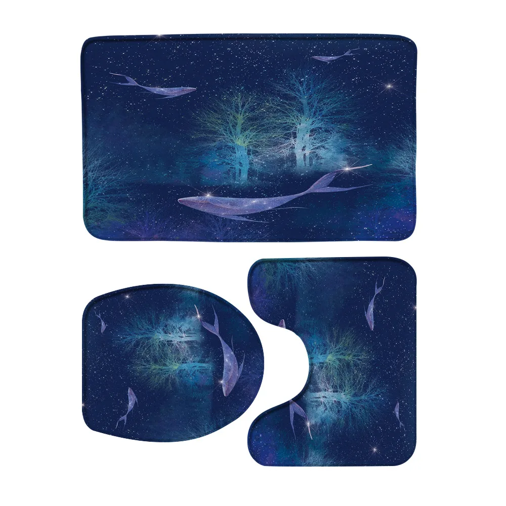 Коврик для ванной мягкий нескользящий коврик 3 предмета с принтом морских