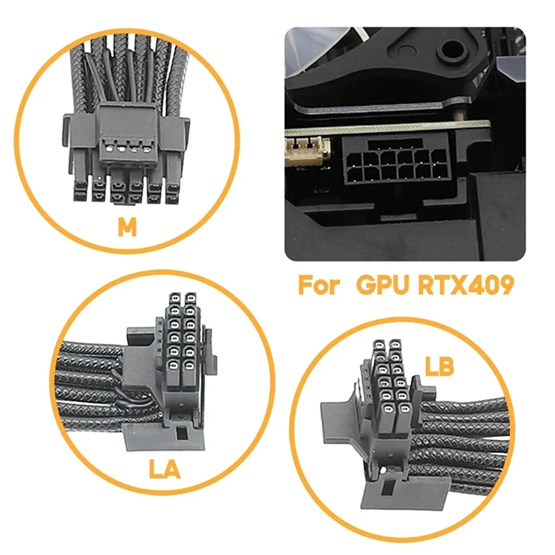 Рельефный линейный кабель 16AWG RTX4090 RTX4080 12VHPWR 16P (12 + 4) к 2x8-контактному адаптеру