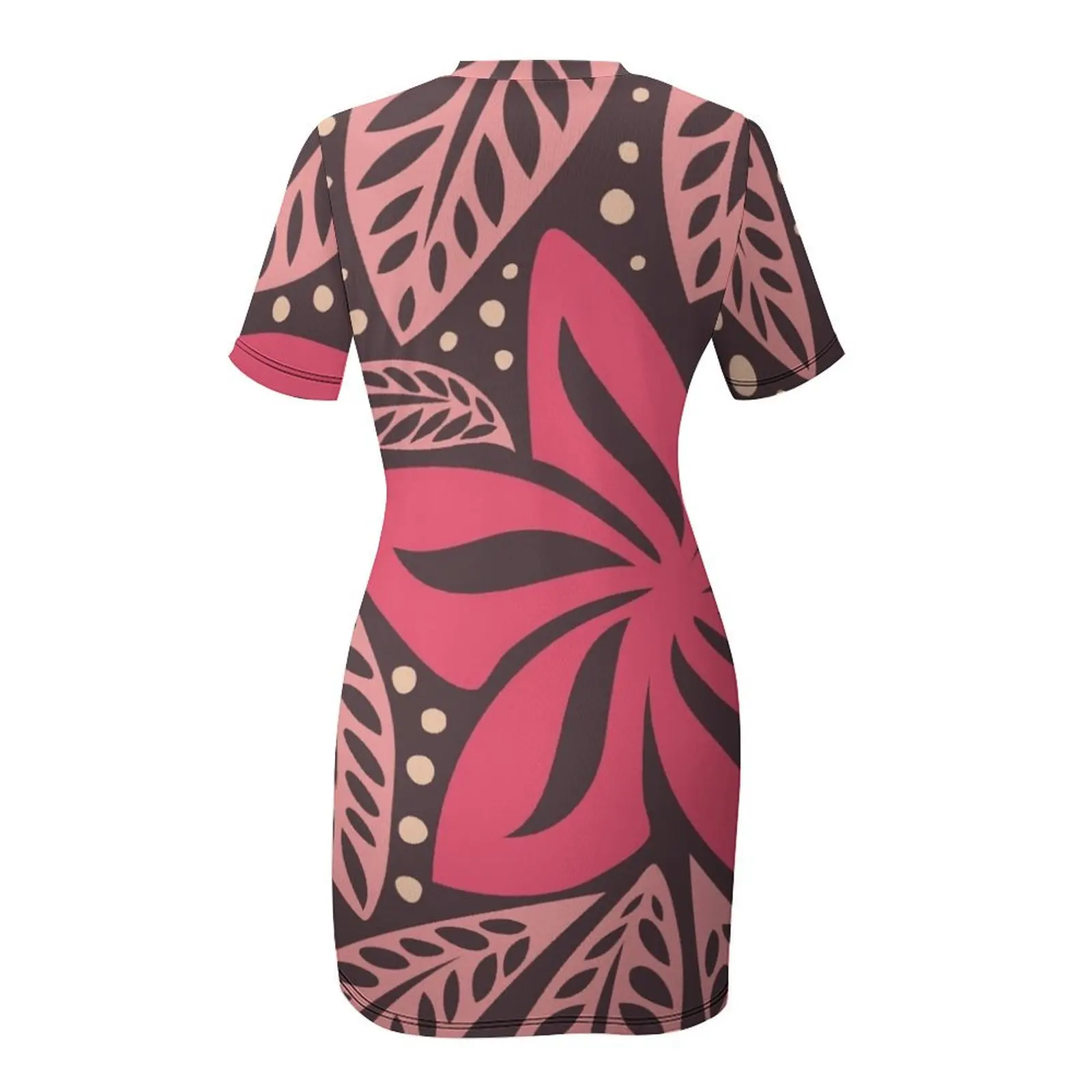 Полинезийское гавайское платье с большим цветком розовое аubergine цветочный дизайн