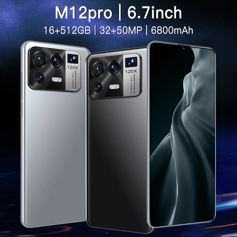 

Смартфон M12 Pro, 6,7 дюйма, MTK6889, Android 11, 10 ядер, 50 МП, 6800 мА · ч
