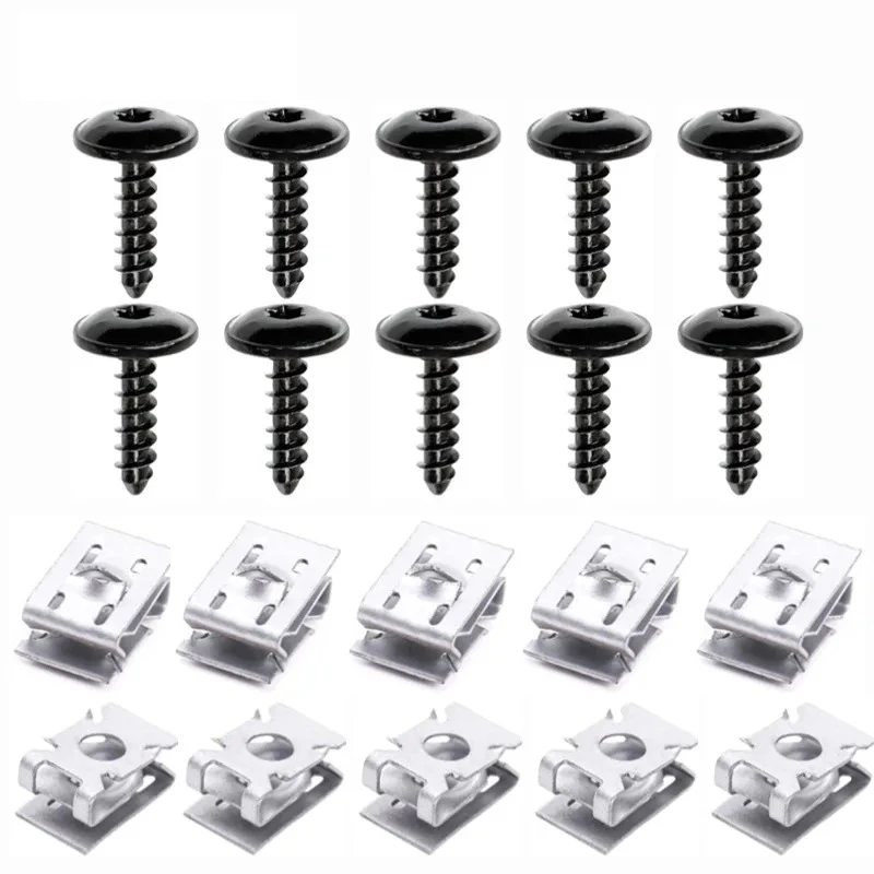 

10 компл. T25 M5-2x16 мм вкладыш крыла брызговик крышка бампера винт Torx и комплект U-образных гаек для Vw N90974701 N90959101