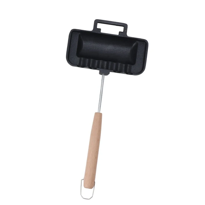 

Двусторонняя сковорода, сковорода для выпечки сэндвичей, устройство для приготовления сэндвичей на завтрак со съемной деревянной ручкой