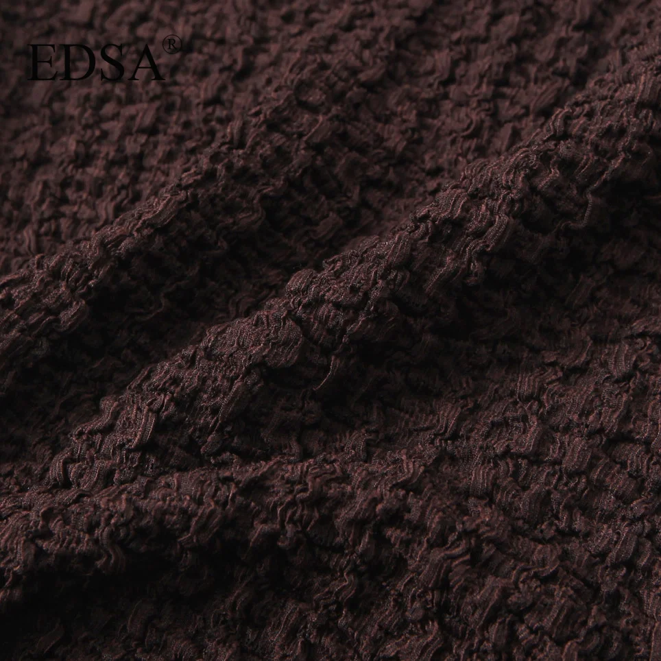 EDSA женское текстурированное платье миди с вырезом и высокой талией длинными