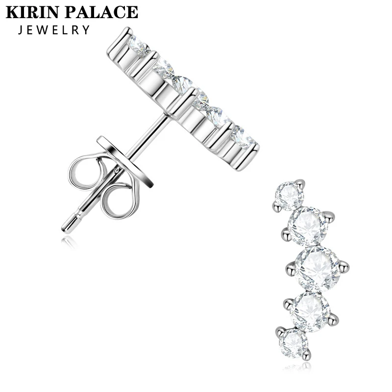 

Kirin Palace D VVS1 Moissanite Ear Crawler Earrings for Women Girls Curved Stud Earrings 925 Sterling Silver Jewelry Accessories