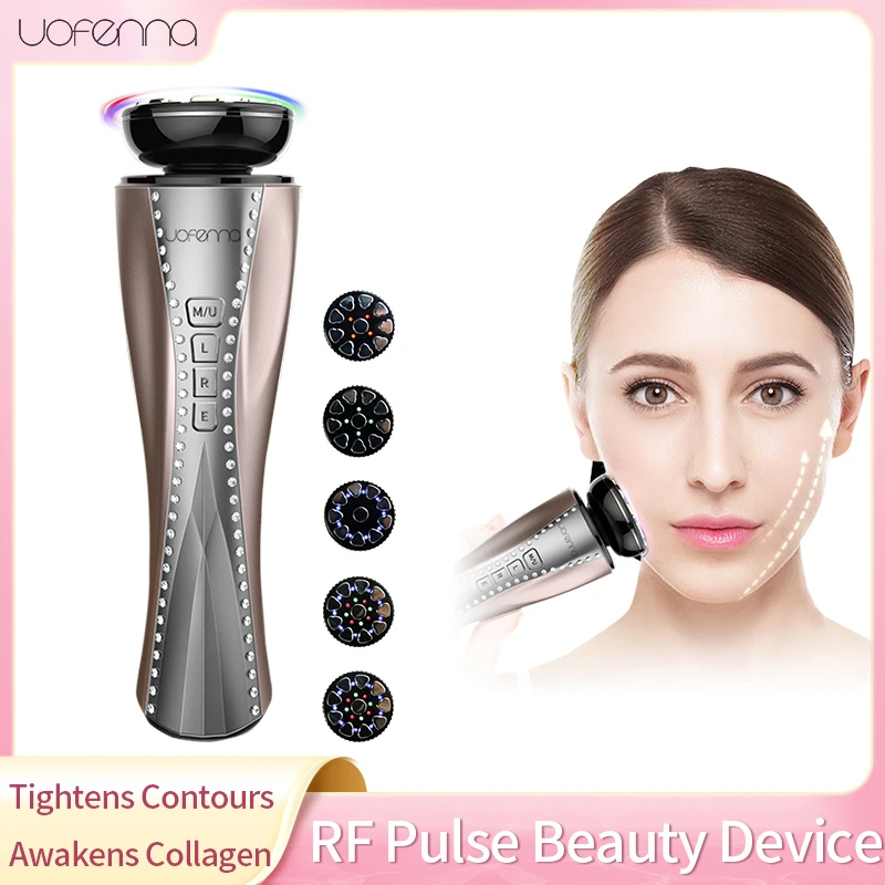 

RF Pulse Facial Beauty Device LED Phototherapy Machine EMS Microcurrent Face Lift Firm Tightening Skin Wrinkle Remove Face Massa