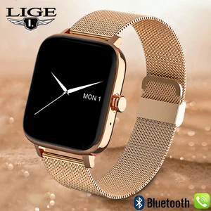 LIGE Smart Watch Women Custom Dial Smartwatch For Android IOS Waterproof Bluetooth Call Music Watche