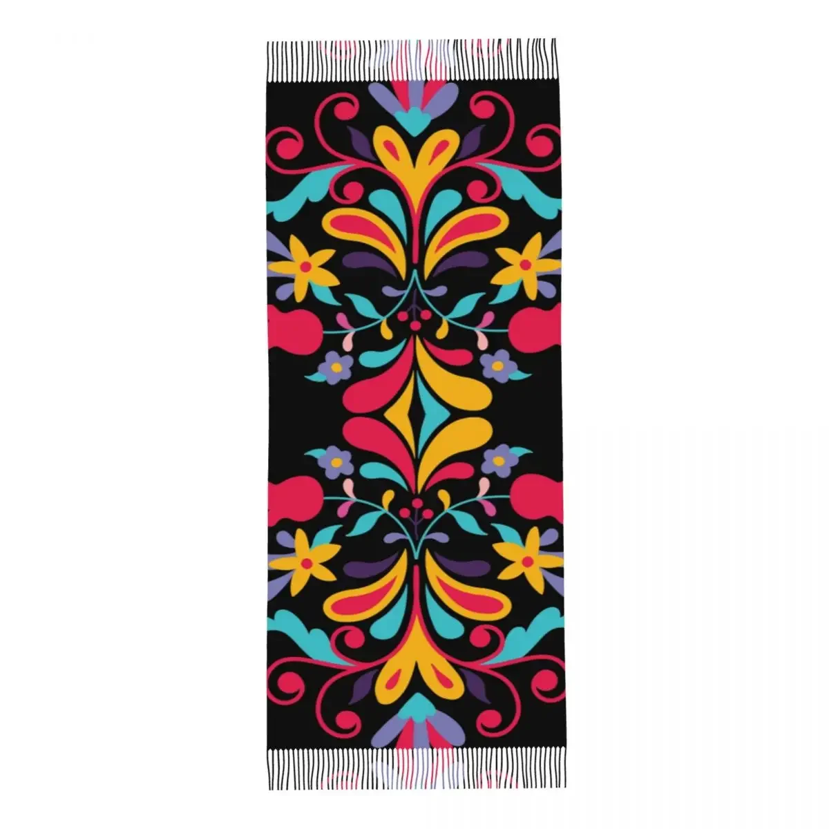 Этнический мексиканский цветочный шарф Otomi женский длинный зимний осенний