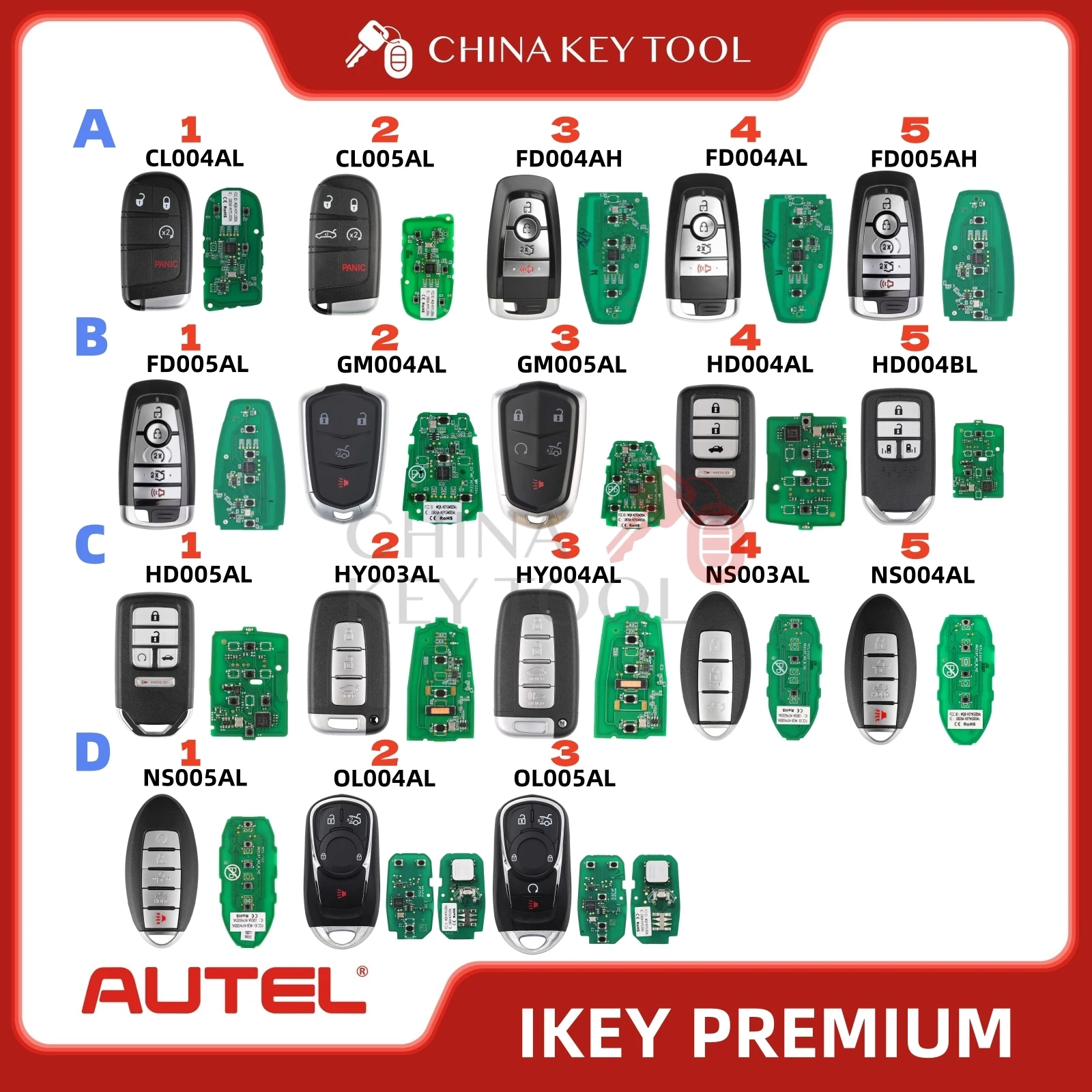 

УМНЫЙ КЛЮЧ AUTEL IKEYCL004 CL005AL FD004AH/L FD005AH/L GM004/5AL HD004AL HD004BL HD005AL HY003/4AL NS003/5AL NS004AL OL004/5AL