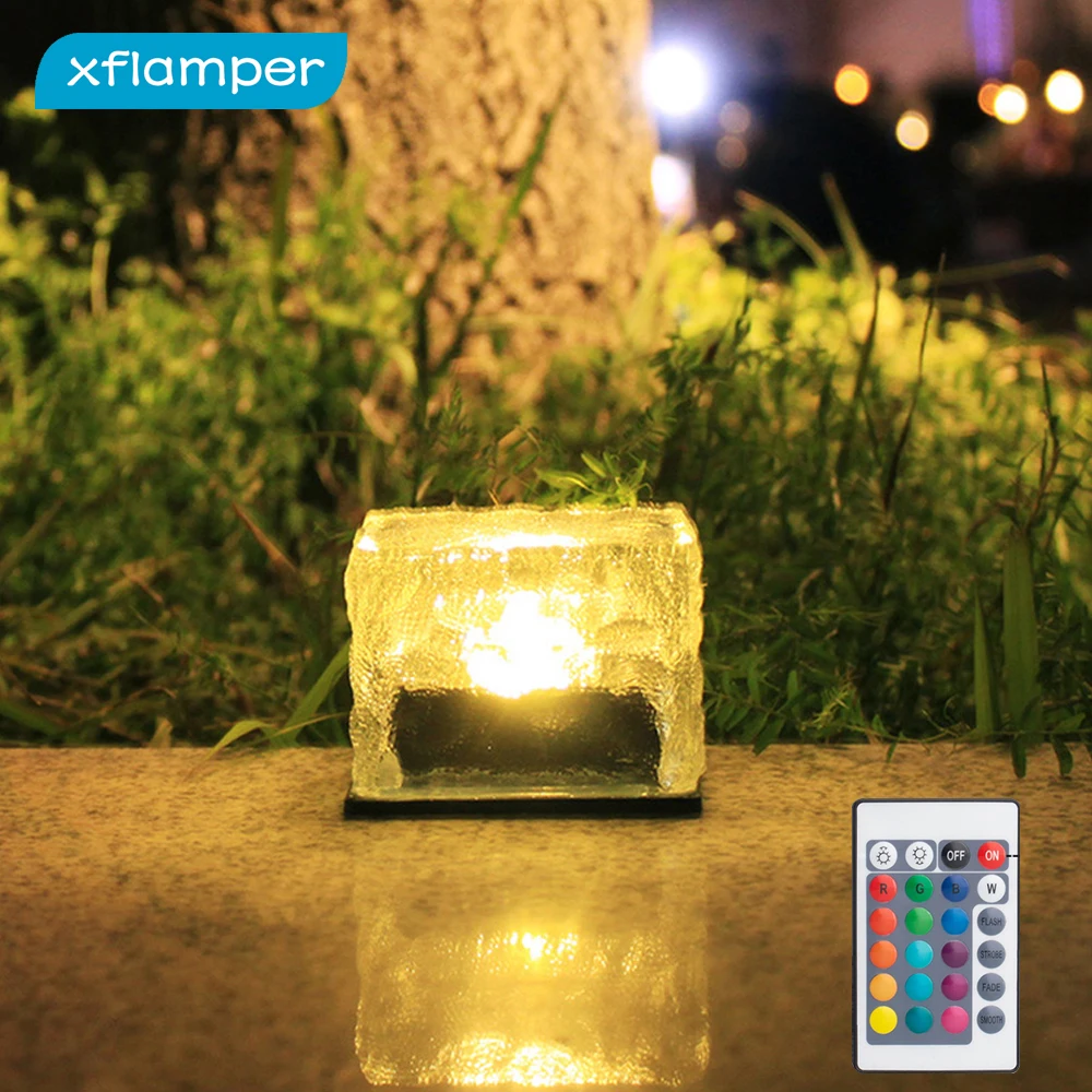 

16Color Solar Brick Ice Cube Light Outdoor 4 LED Waterproof with Remote Control Ground Lamp for Garden Stair Step Pathway