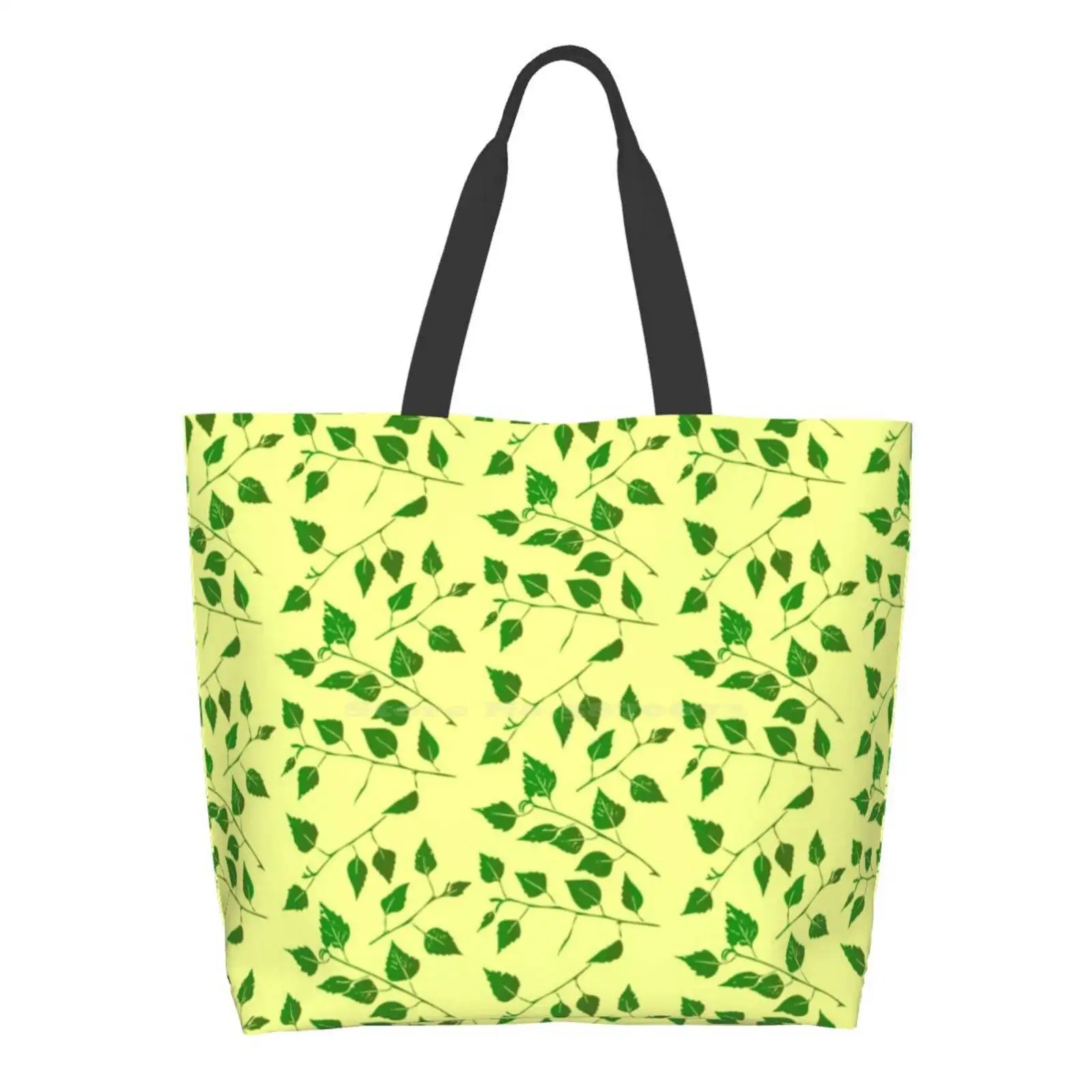 

Birch Tree Leaf And Stem Forest Pattern ( On Pale Yellow ) Shopping Bags Girls Fashion Casual Pacakge Hand Bag Birch Birch Tree