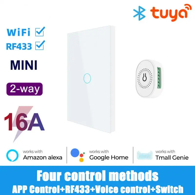 

Умный выключатель Tuya Alexa Wifi + RF433 МГц, двухсторонний контрольный таймер, 4 метода управления, беспроводные переключатели, автоматизация Google Home