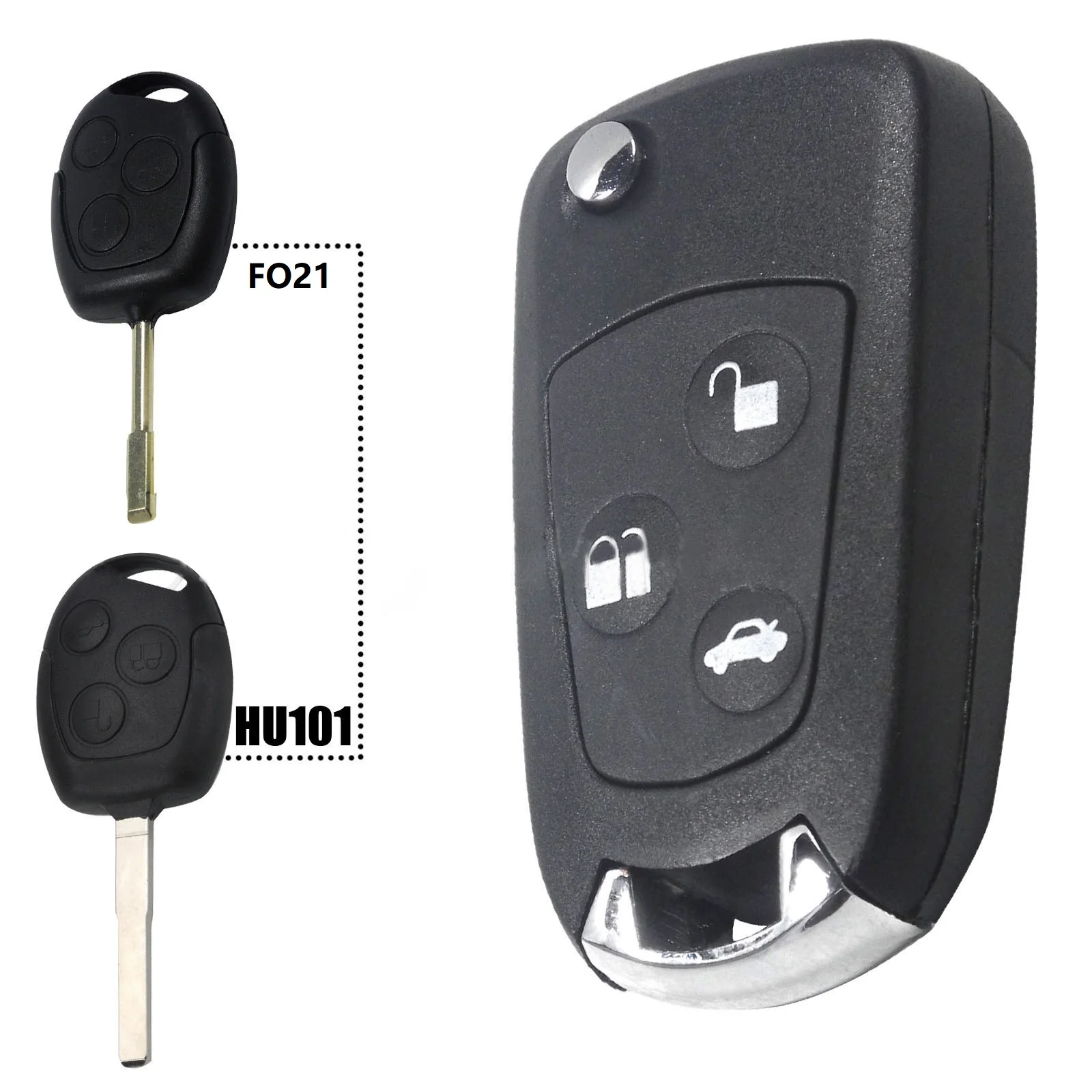

3-кнопочный Модифицированный Корпус ключа дистанционного управления, складной дистанционный Фотофон, для Ford Focus Mondeo 2 3 Fiesta FO21/HU101 Blade