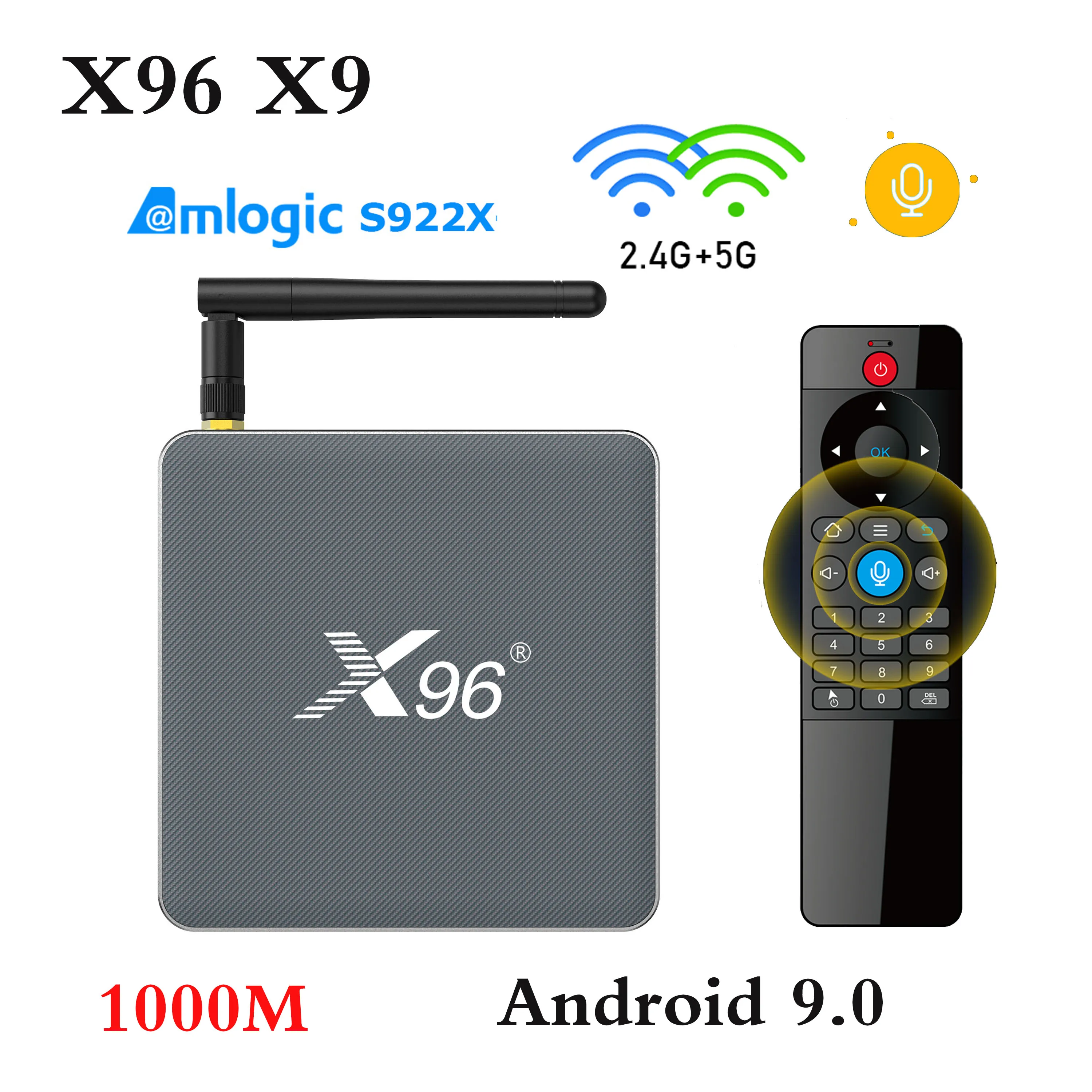 Dispositivo de TV inteligente X96 X9, decodificador con Android 9,0, Amlogic S922X, 1000M, 2,4G, 5G, Wifi, 8K, DDR4, 4GB, 32GB, HDR10, BT4.X, reproductor multimedia