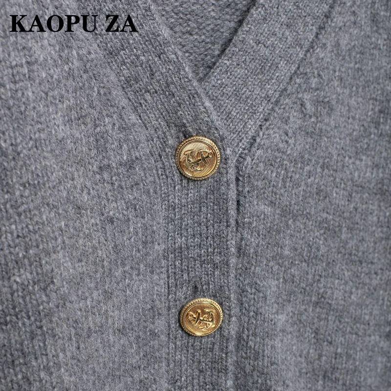 KAOPU ZA 2024 новый осенний женский повседневный кардиган с v-образным воротником