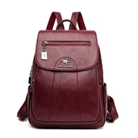 9 color women soft leather backpacks vintage female shoulder bags sac a dos casual travel ladies bagpack mochilas school bags