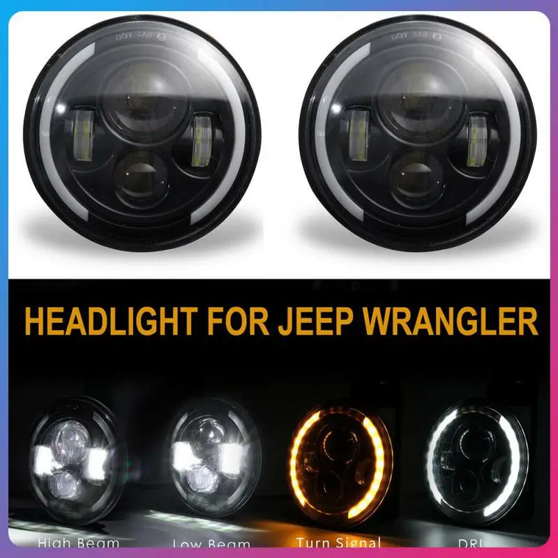

1pc Car LED Headlight Halo Angel Eye Wrangler Light H4/H13 7 Inch 150W For Jeep Wrangler JK LJ TJ CJ 40000LM 6000K+3000K 4 Modes