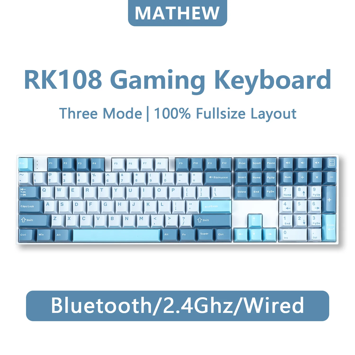 RK108 Механическая клавиатура RGB Bluetooth Беспроводная 100% полноразмерная