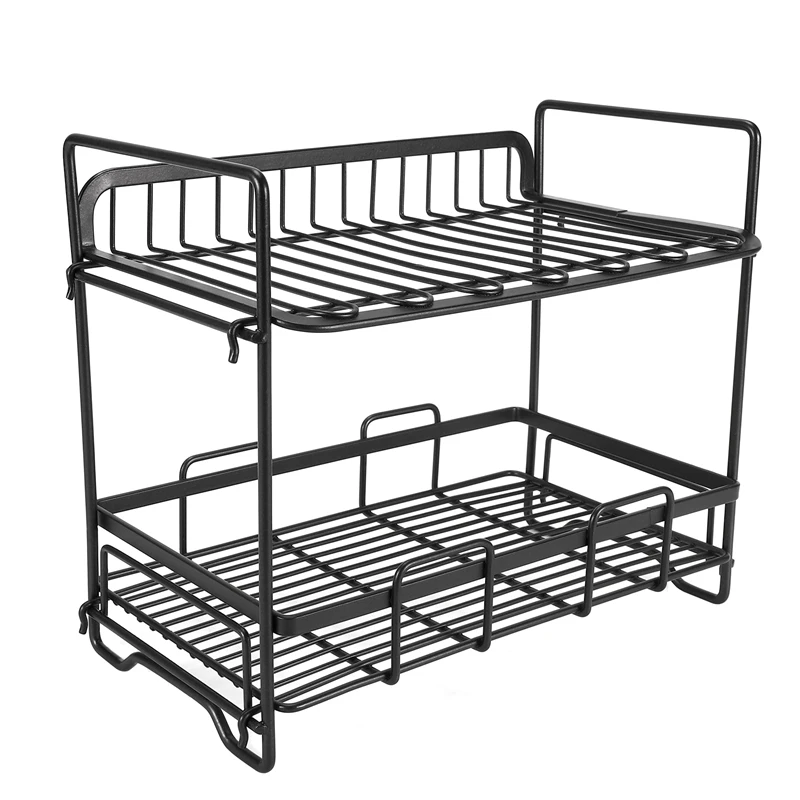

Storage Organiser Kitchen Wrought Iron Shelf,Double Layer Seasoning Storage Rack Desktop Bathroom Storage Shelf