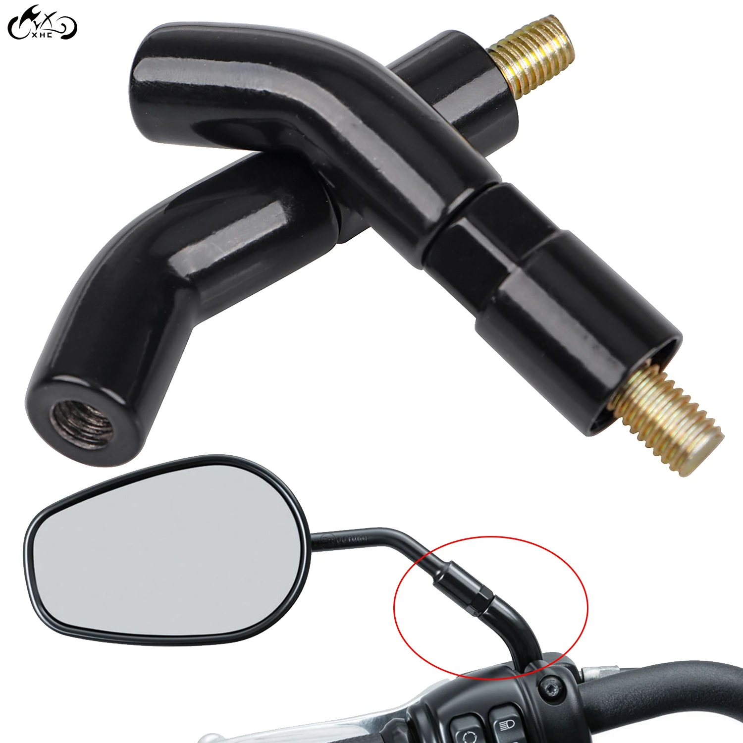 Удлинитель стержня зеркала заднего вида переходник 3 дюйма из черного металла