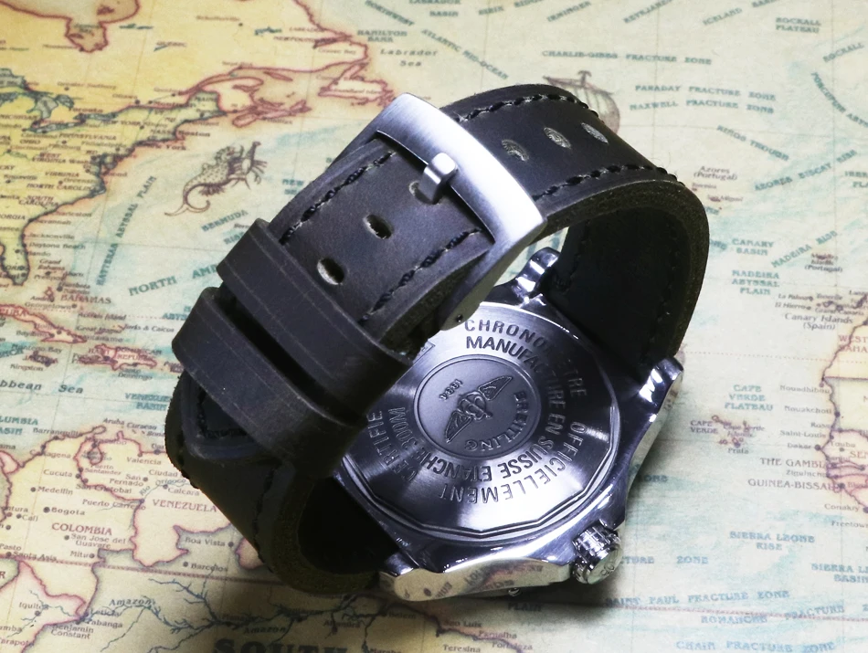 

21 22mm Handmade Genuine Leather man Watch Band Strap Thick watchband Watch Accessories Bracelet with Solid metal Buckle belt