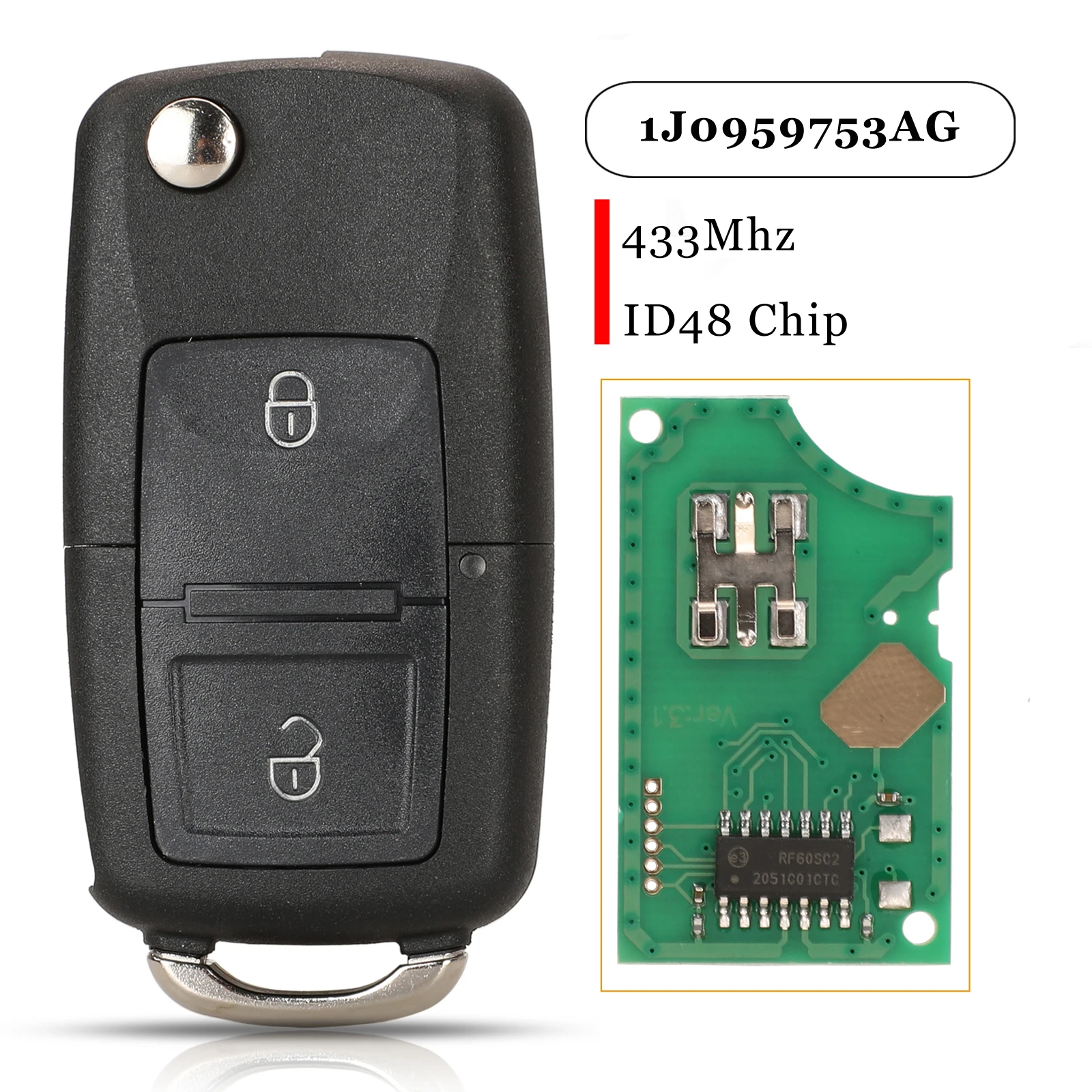 

Автомобильный Ключ-брелок Jingyuqin 433 МГц С Чипом ID48