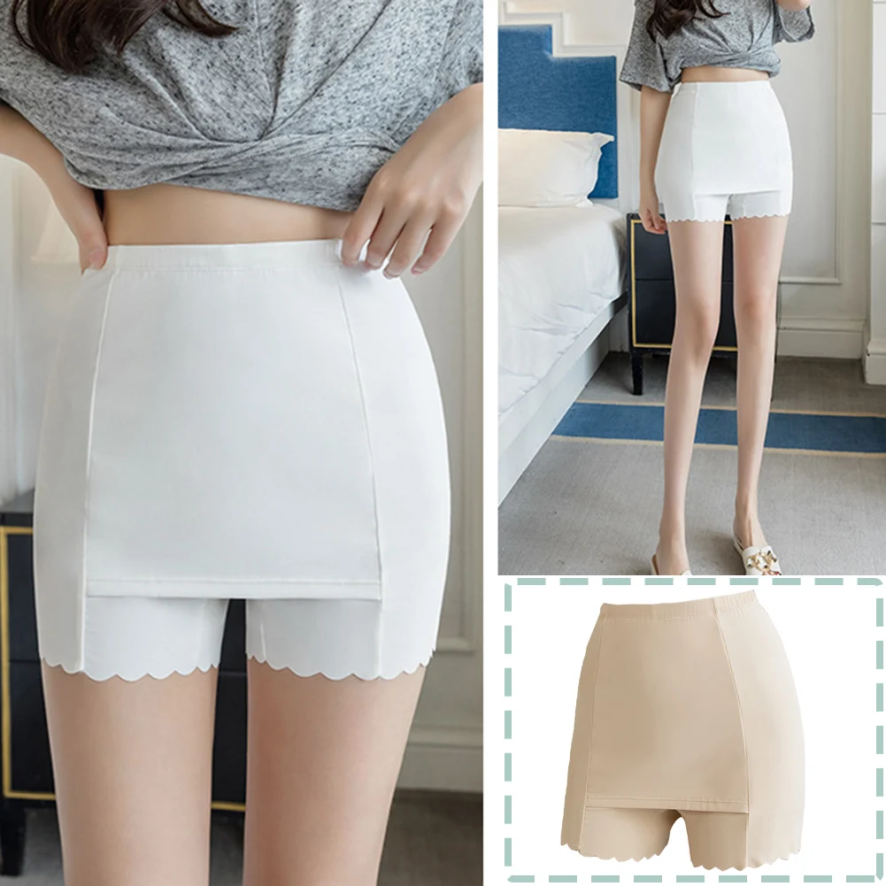 

Женские шелковые трусы-боксеры, тонкие двухслойные бесшовные шорты с высокой талией, облегающие шорты, лето 2022