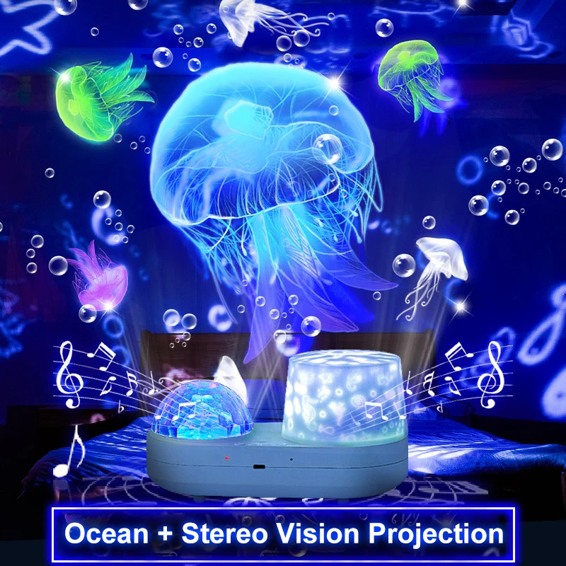 

Bedroom Ocean Projection Light 360° Rotating Colorful Fantasy LED Light Double Layer 3D Starry Sky Projector Dolphin Night Light
