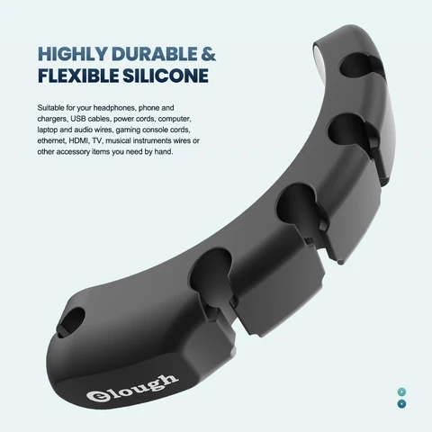 Органайзер для кабеля Elough, 7 зажимов, управление кабелем, аккуратная силиконовая намотка, держатель провода, расположение для детской защиты