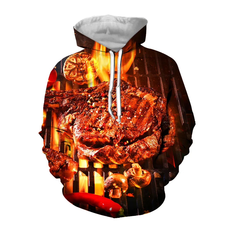 

Jumeast 3D Food Steak Printed Men Hoodies BBQ For Life Streetwear 2000s Aesthetic Hooded Sweatshirt Baggy Coats UK Drip Clothing